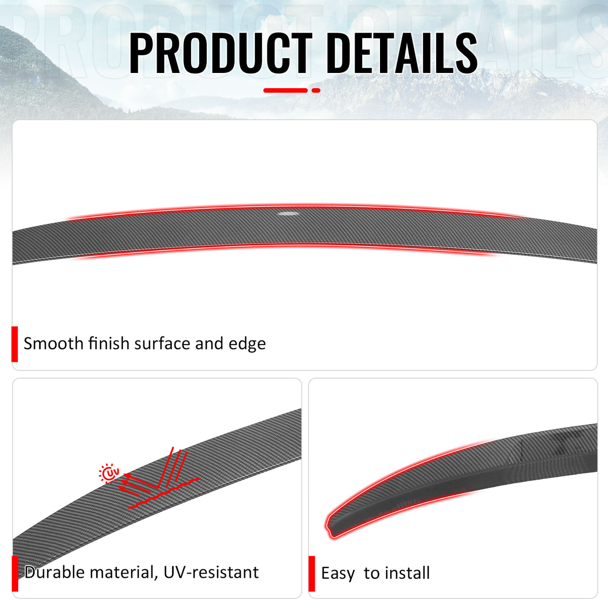 Fits 16-22 BMW G11 G12 7-Series 740i 745e IKON Trunk Spoiler Carbon Fiber Print