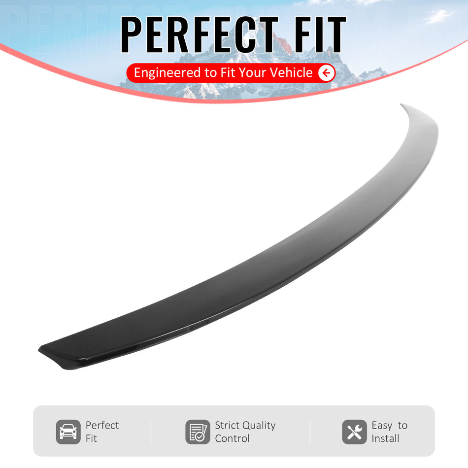 IKON MOTORSPORTS, Trunk Spoiler Compatible with 2016-2022 BMW G11 G12 7-Series & M760i & M760Li xDrive, IKON Style Gloss Black ABS Plastic Add-on Duckbill Rear Trunk Lid Spoiler Wing Lip 1Piece