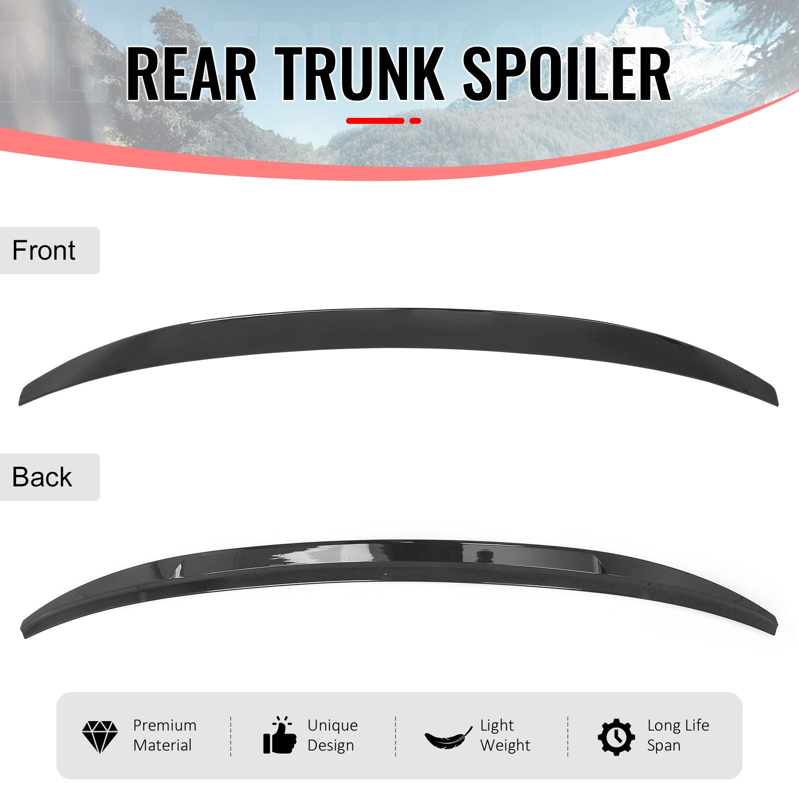 Fits 16-22 BMW G11 G12 7-Series 740i 745e IKON Trunk Spoiler Gloss Black ABS
