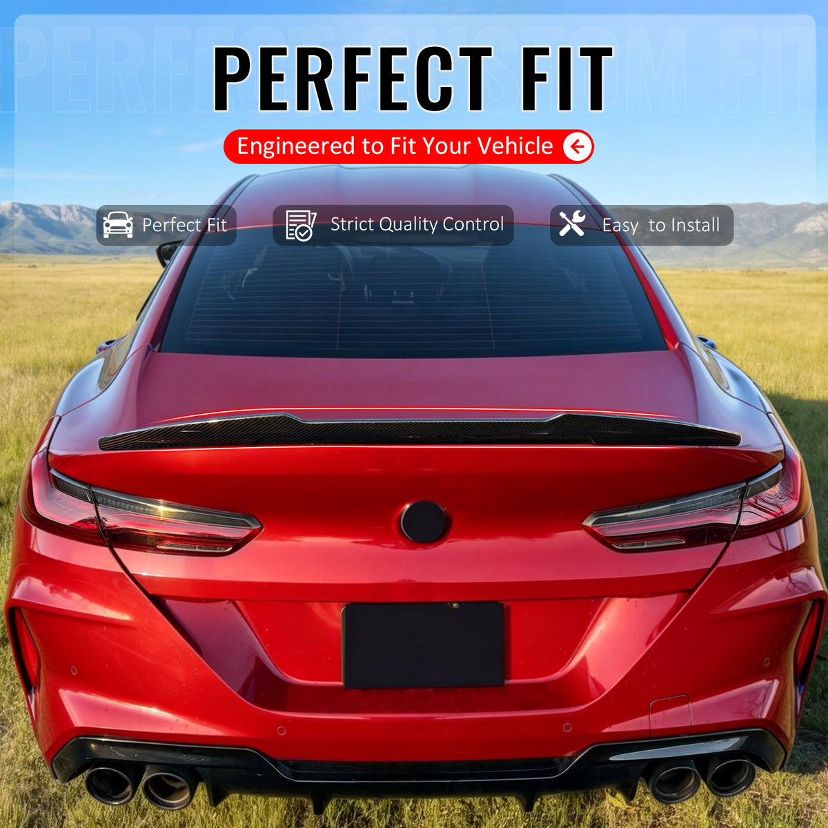 For 20-26 BMW 840i M8 Gran Coupe PSM Style Carbon Fiber Print Trunk Spoiler