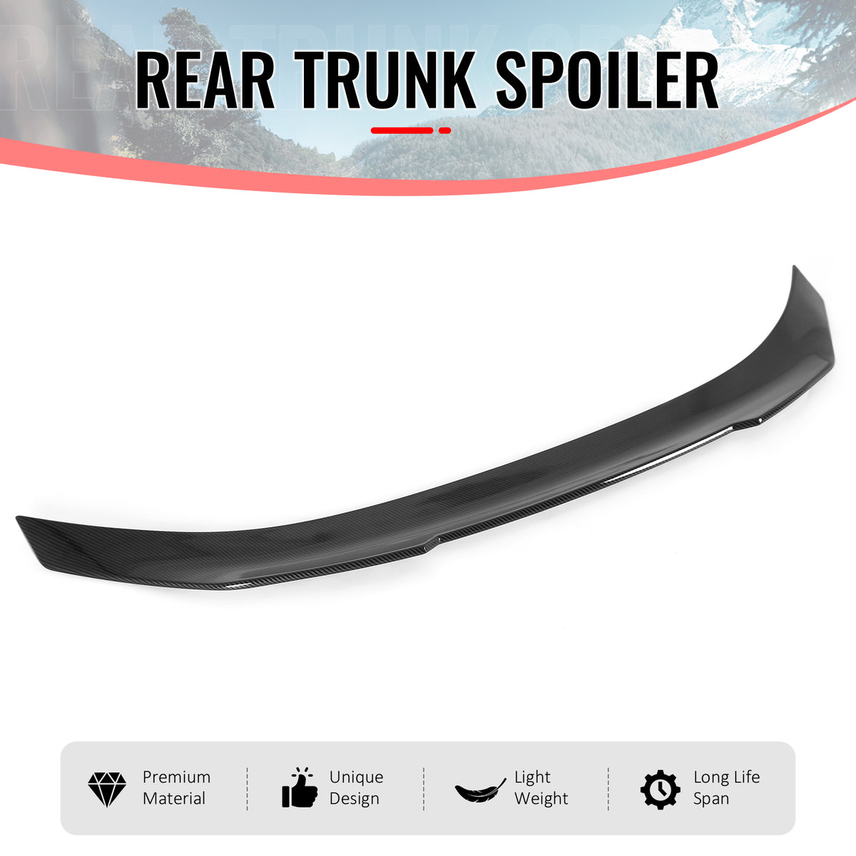 For 20-26 BMW 840i M8 Gran Coupe 4DR PSM Style Trunk Spoiler Carbon Fiber Print
