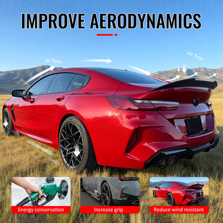 For 20-26 BMW 840i M8 Gran Coupe 4DR PSM Style Trunk Spoiler Carbon Fiber Print
