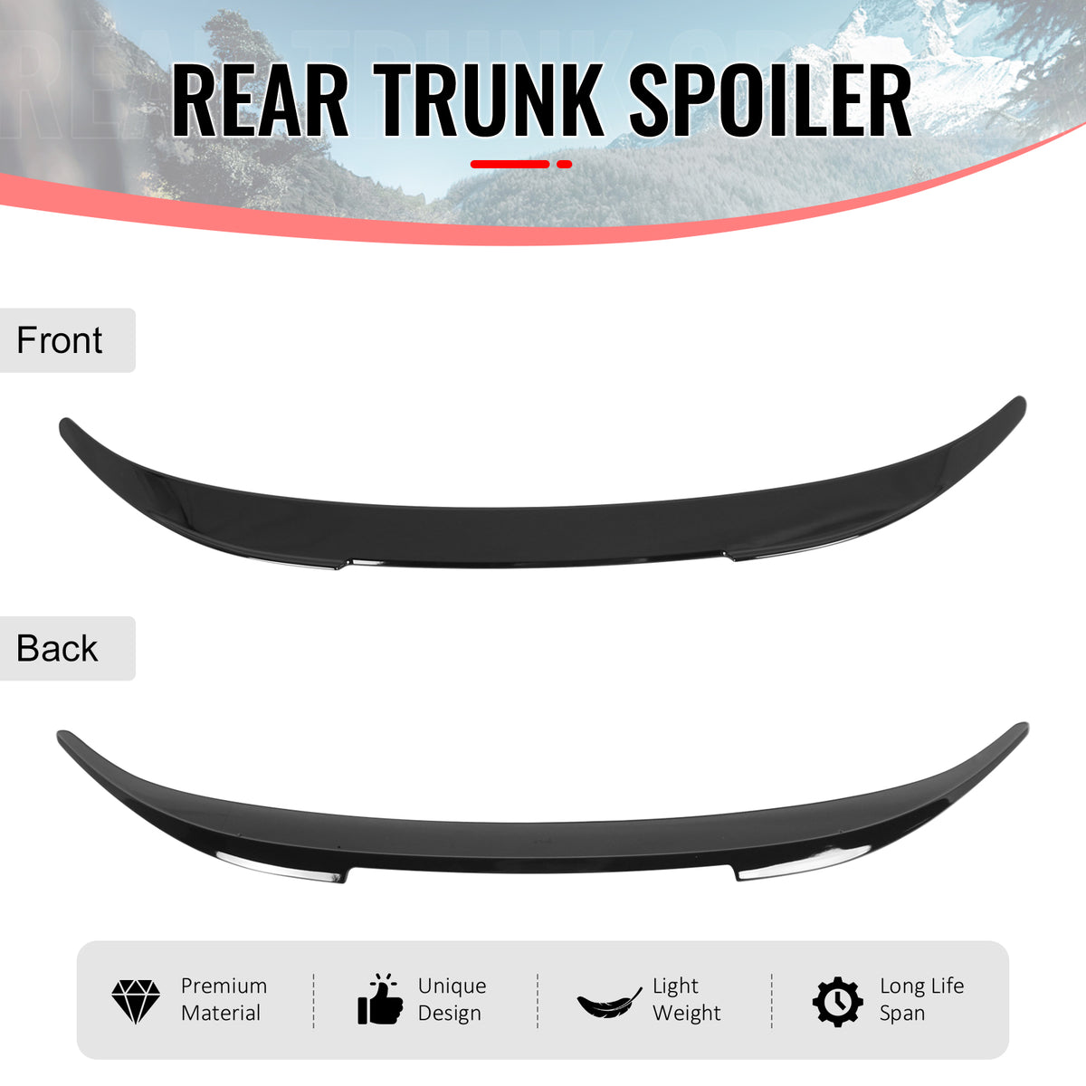 Fits 20-26 BMW 840i M8 Gran Coupe G16 F93 V Style Trunk Spoiler Gloss Black ABS