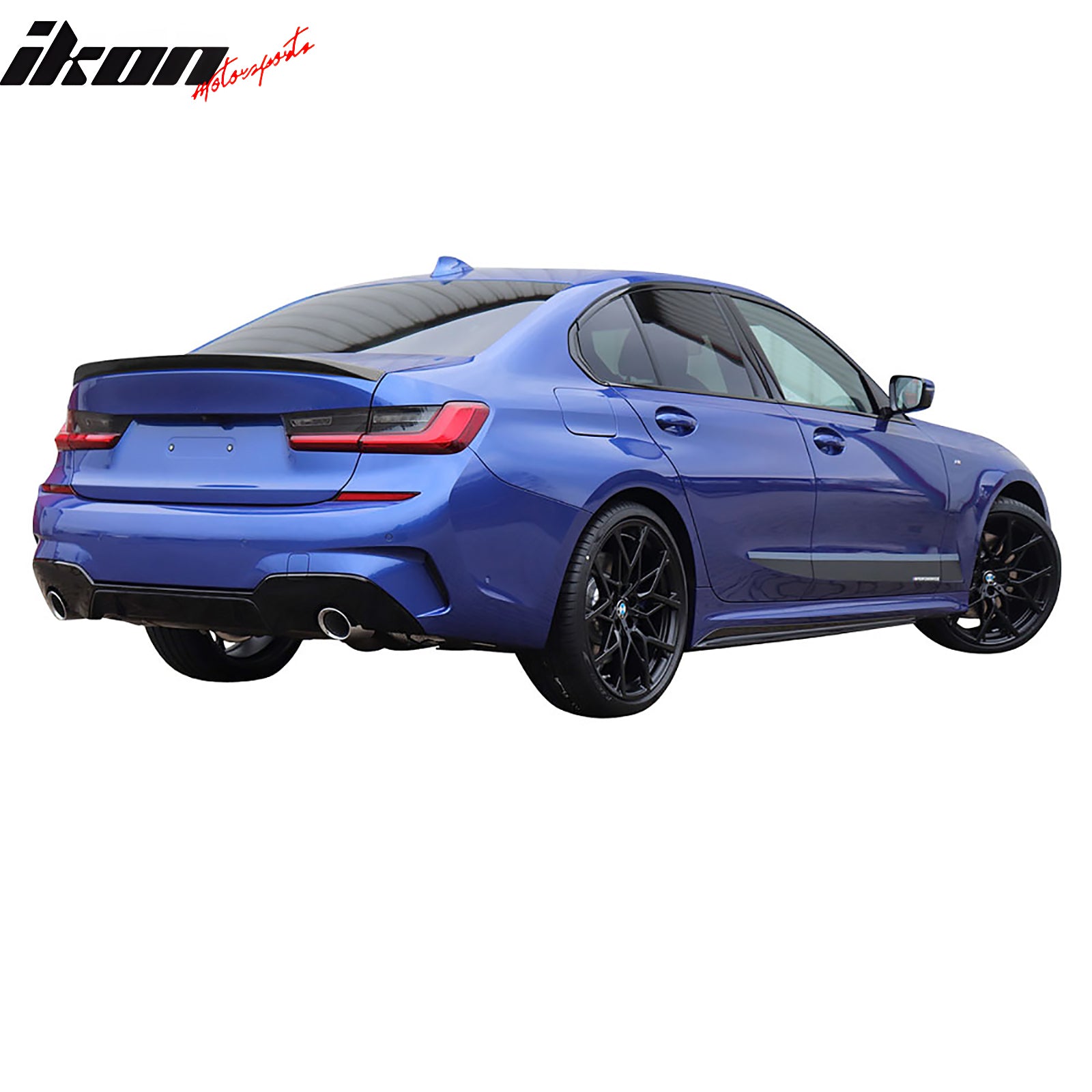 IKON MOTORSPORTS, Trunk Spoiler Compatible with 2019-2024 BMW G20 3 Series, M-Performance Style ABS Plastic Rear Trunk Lid Spoiler Wing Lip