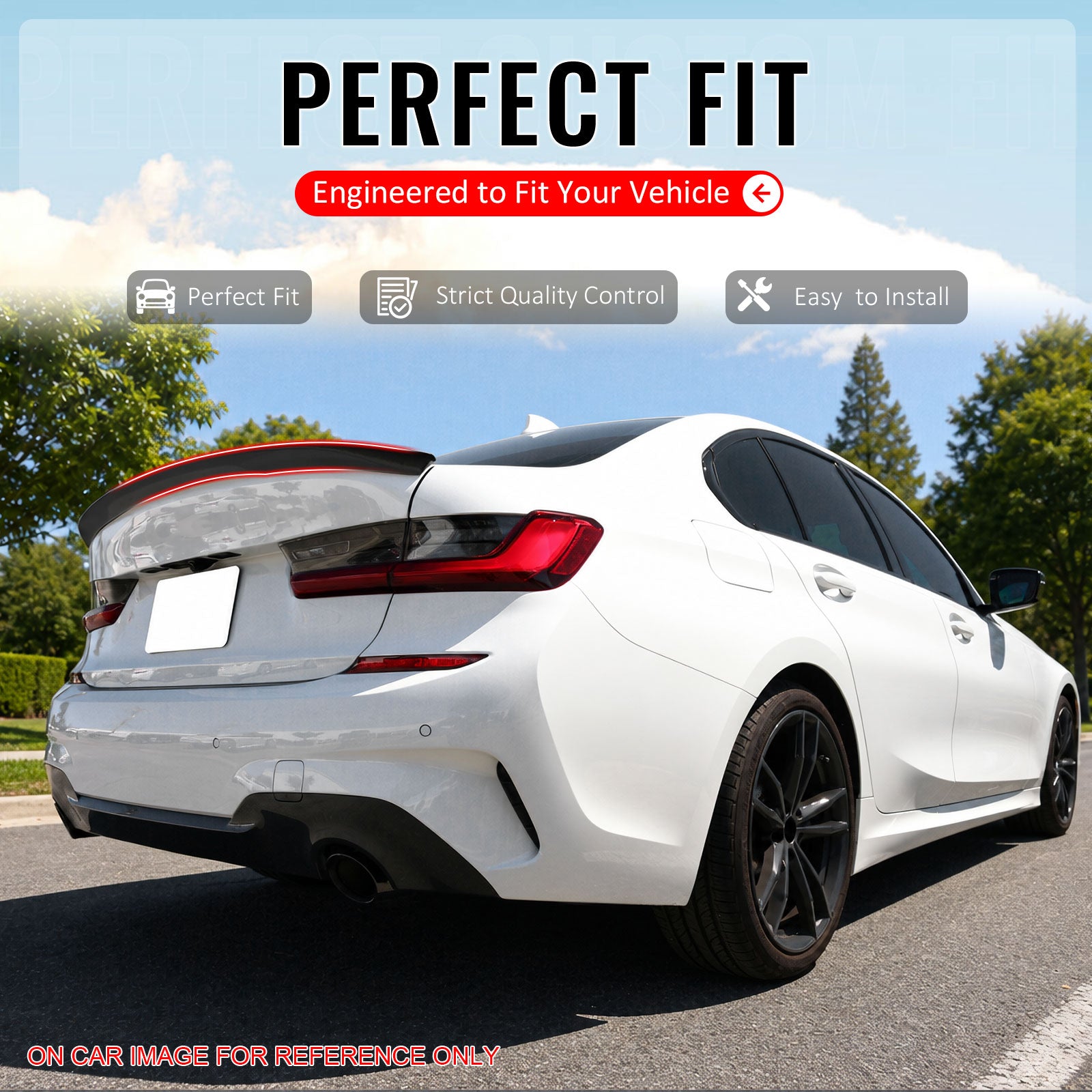 IKON MOTORSPORTS, Trunk Spoiler Compatible with 2019-2026 BMW G20 3-Series & 2021-2026 BMW G80 M3, M Performance Painted #C4P Brooklyn Grau Metallic ABS Rear Trunk Lid Spoiler Wing Lip