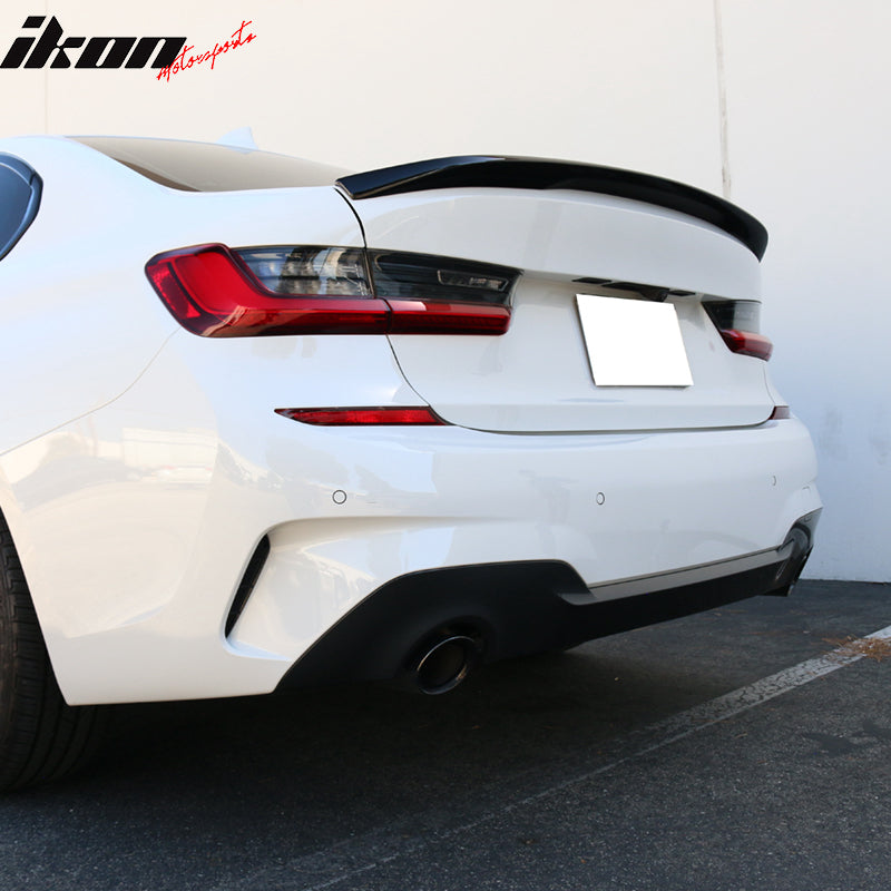 IKON MOTORSPORTS, Trunk Spoiler Compatible with 2019-2025 BMW G20 3-Series & 2021-2025 BMW G80 M3 & M340i xDrive, M Performance ABS Rear Trunk Lid Spoiler Wing Lip