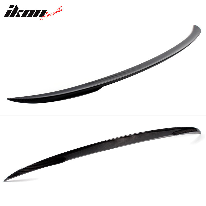 IKON MOTORSPORTS, Trunk Spoiler Compatible With 2021-2024 BMW G80 M3, P Style Rear Trunk Boot Lid Wing Carbon Fiber