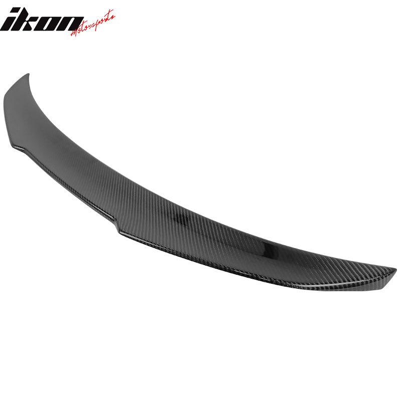 IKON MOTORSPRTS, Trunk Spoiler Compatible With 2019-2025 BMW G20 3-Series & 2021-2025 BMW G80 M3, V Style Rear Deck Lid Wing Carbon Fiber Tail Boot Trim Lip, 2020 2021 2022 2023