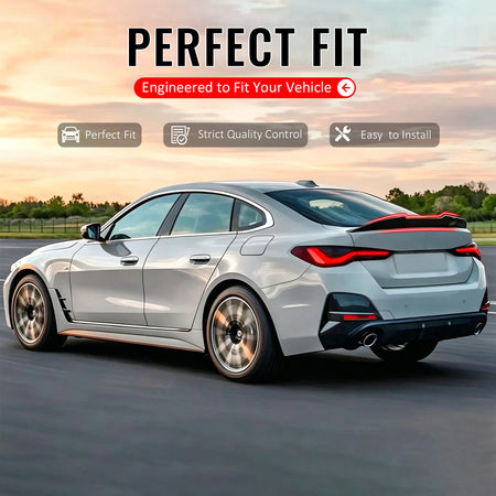IKON MOTORSPORTS, Trunk Spoiler Compatible with 2021-2026 BMW G26 4 Series Gran Coupe & 2022-2026 BMW i4, PSM Style Gloss Black ABS Plastic Add-on Duckbill Rear Trunk Lid Spoiler Wing Lip 1Piece