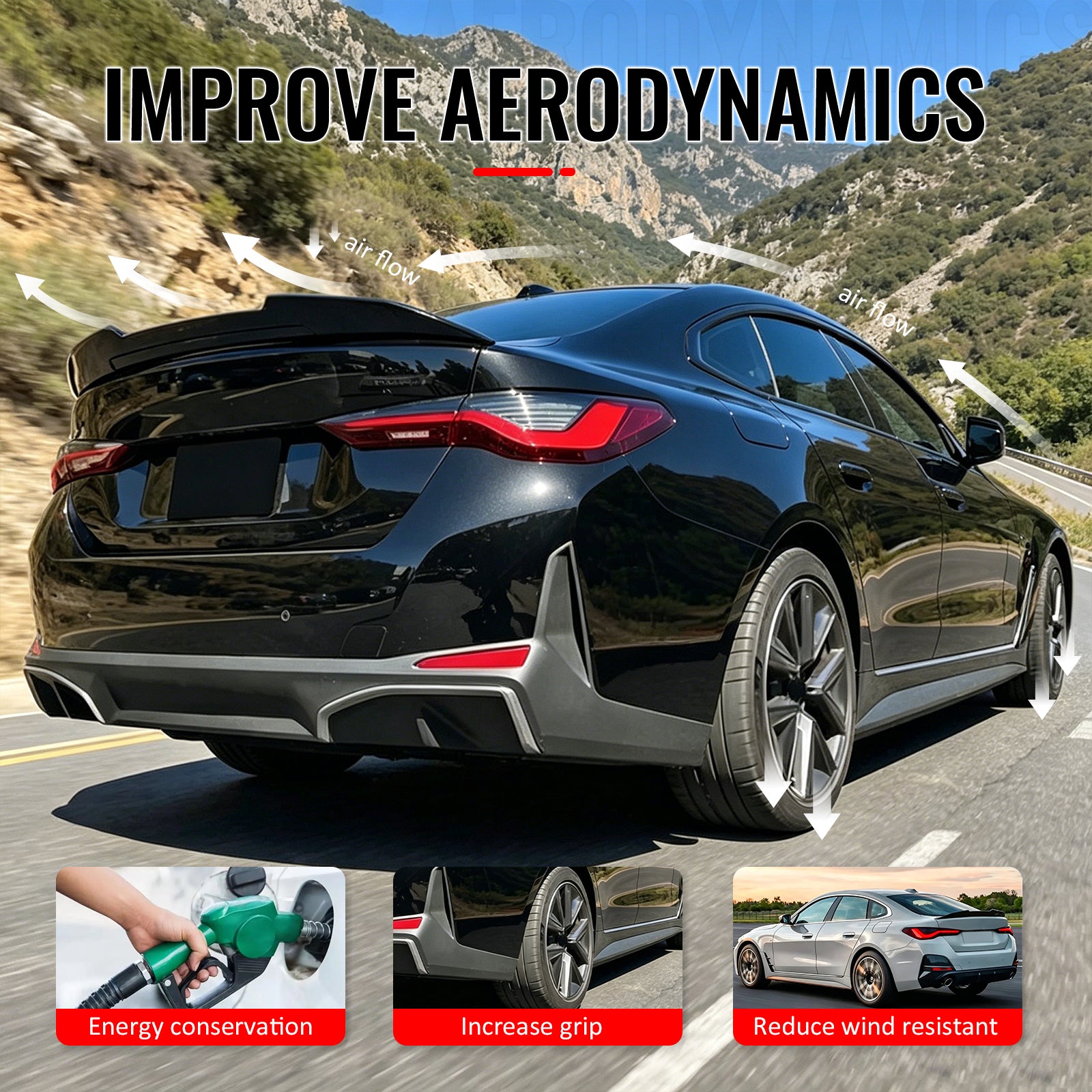 Fits 2021-2026 BMW G26 4 Series Gran Coupe i4 PSM Trunk Spoiler Gloss Black ABS