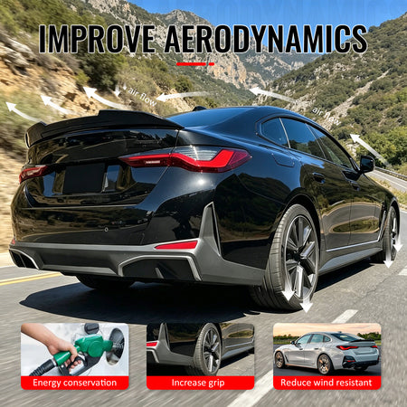 Fits 2021-2026 BMW G26 4 Series Gran Coupe i4 PSM Trunk Spoiler Gloss Black ABS