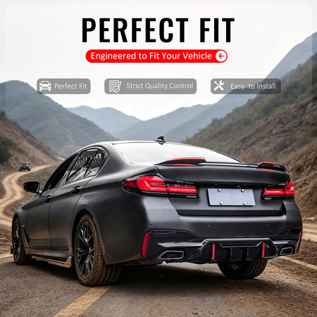 Fits 2017-2023 BMW 5 Series G30 F90 M5 Trunk Spoiler IKON Style Gloss Black