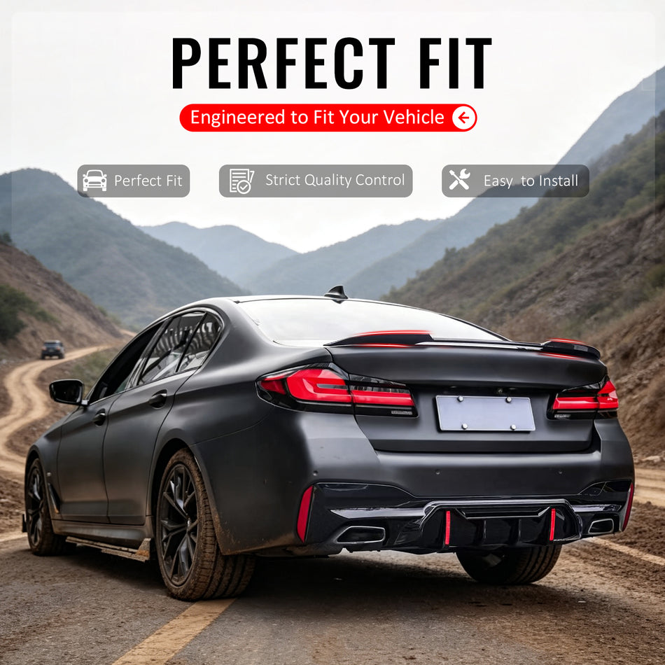 Fits 2017-2023 BMW 5 Series G30 F90 M5 Trunk Spoiler IKON Style Gloss Black