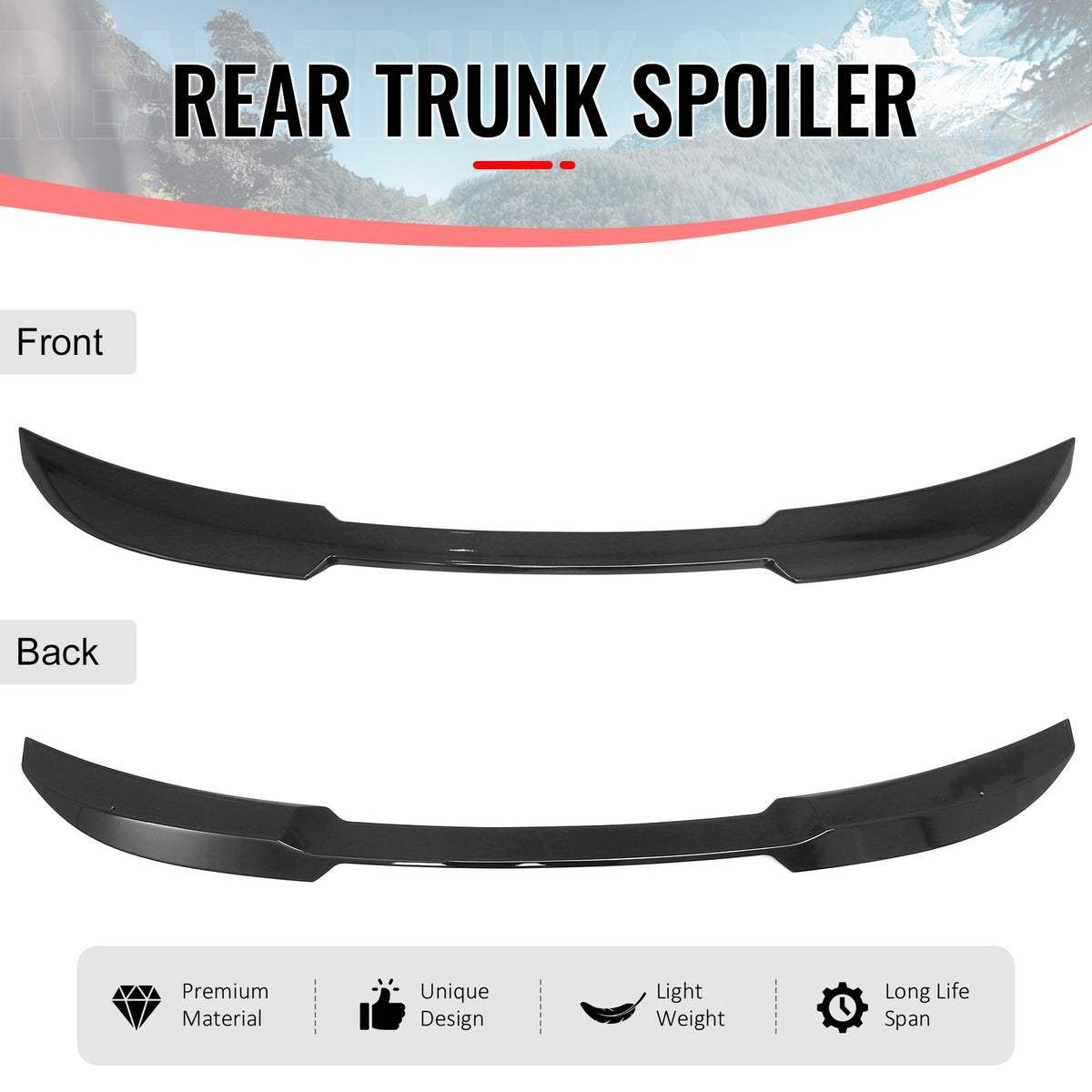 Fits 17-23 BMW 5 Series G30 F90 M5 IKON Style Trunk Spoiler Wing Gloss Black ABS