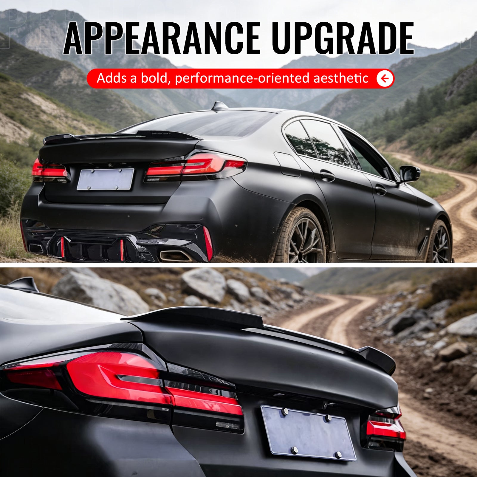 Fits 17-23 BMW 5 Series G30 F90 M5 IKON Style Trunk Spoiler Wing Gloss Black ABS
