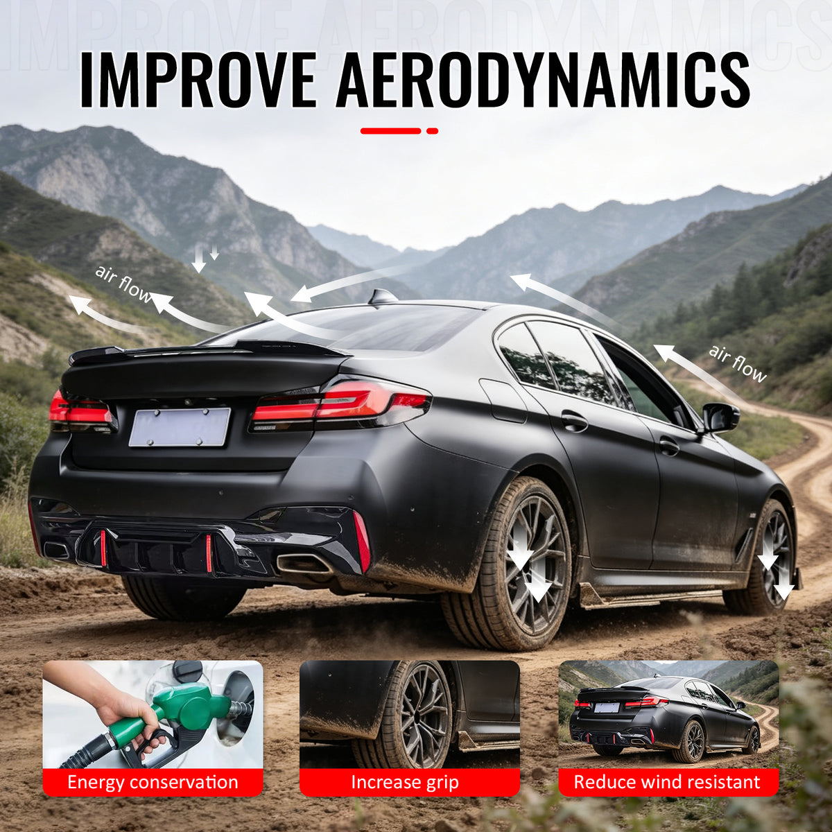 Fits 17-23 BMW 5 Series G30 F90 M5 IKON Style Trunk Spoiler Wing Gloss Black ABS