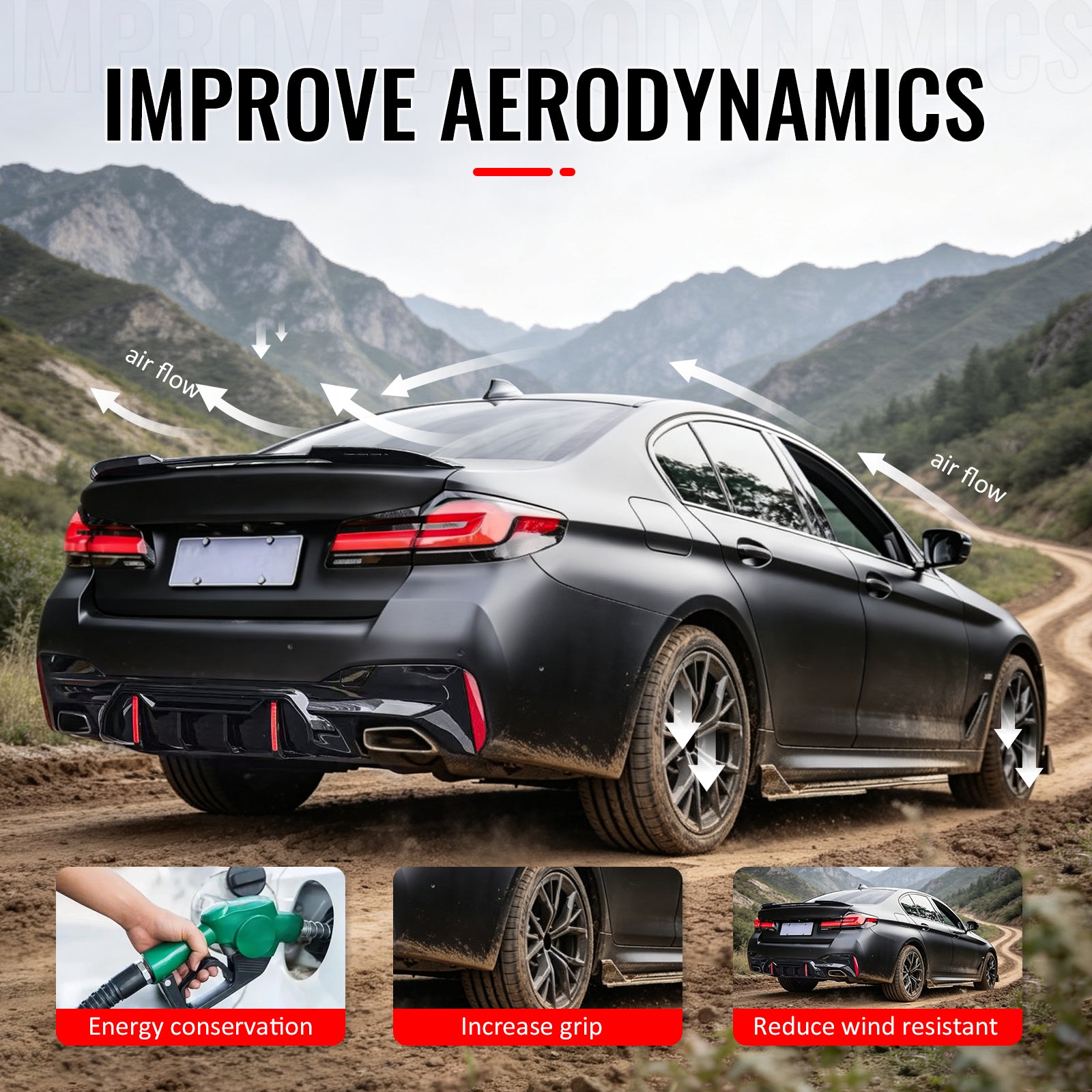 Fits 17-23 BMW 5 Series G30 F90 M5 IKON Style Trunk Spoiler Wing Gloss Black ABS