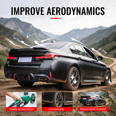 Fits 17-23 BMW 5 Series G30 F90 M5 IKON Style Trunk Spoiler Wing Gloss Black ABS