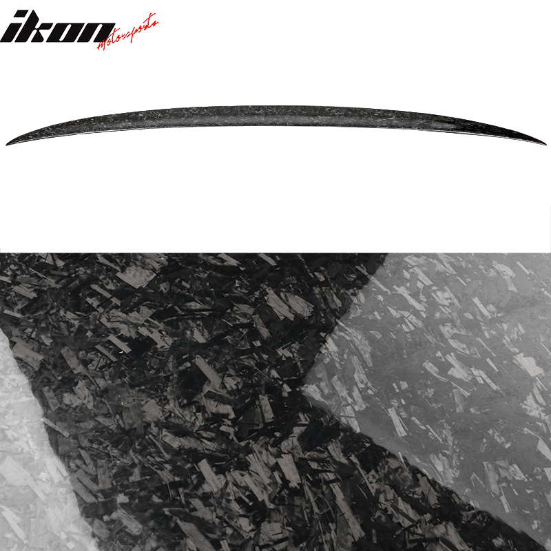 IKON MOTORSPORTS, Trunk Spoiler Compatible With 2017-2023 BMW G30 5 Series , Matte Forged Carbon Fiber IKON Style Rear Spoiler Wing, 2018 2019