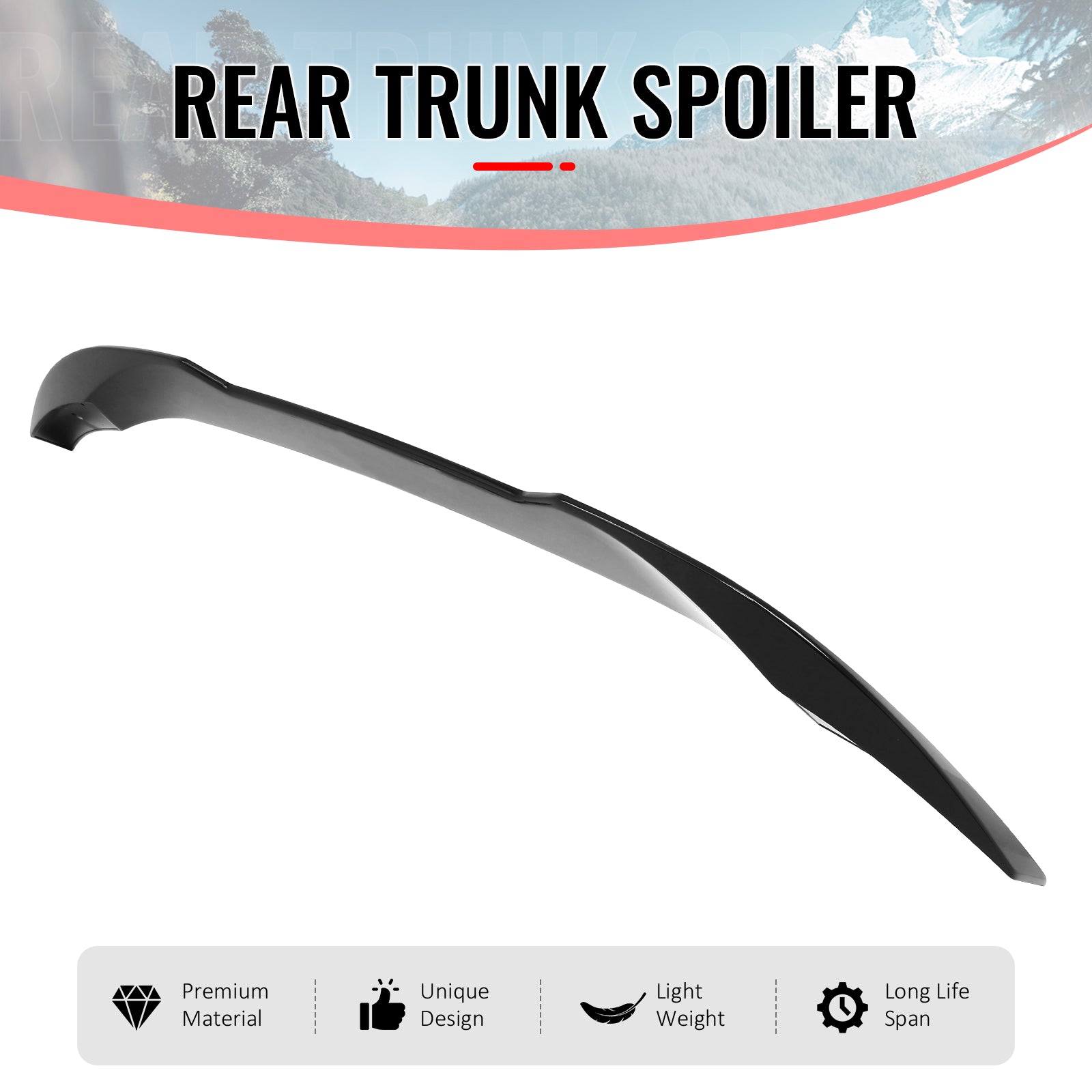 Fits 22-26 BMW 2-Series G42 G87 M2 IKON Trunk Spoiler Gloss Black Rear Wing ABS