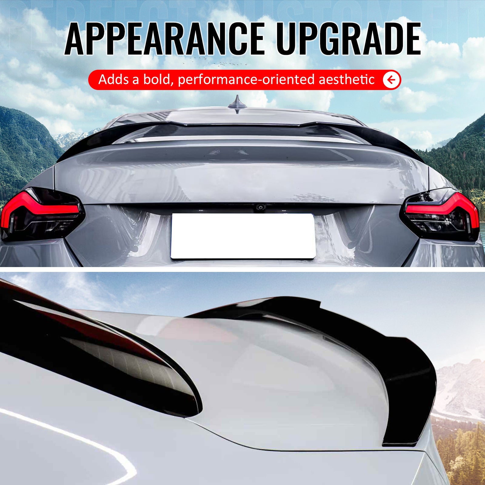 Fits 22-26 BMW 2-Series G42 G87 M2 IKON Trunk Spoiler Gloss Black Rear Wing ABS
