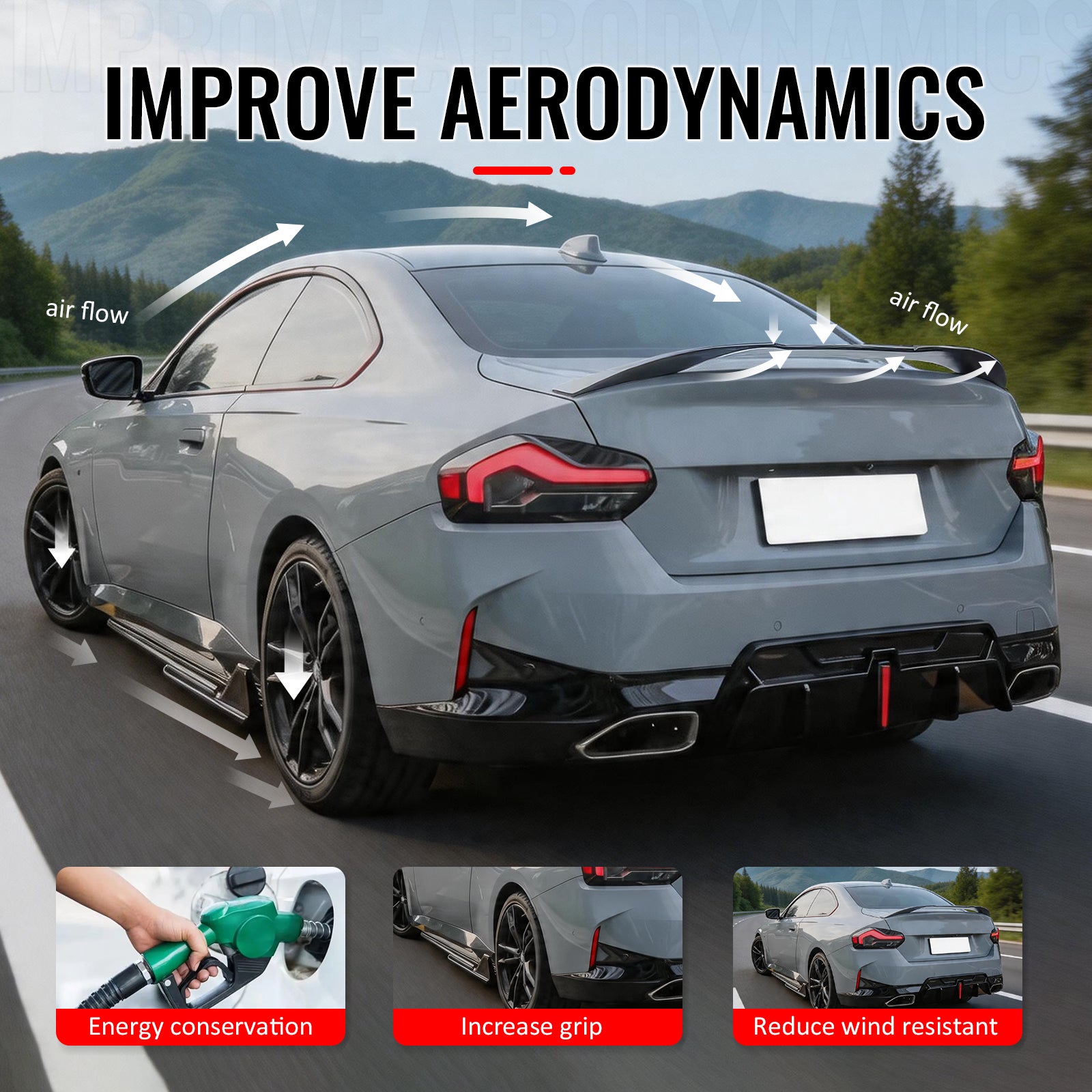 Fits 22-26 BMW 2-Series G42 G87 M2 IKON Trunk Spoiler Gloss Black Rear Wing ABS