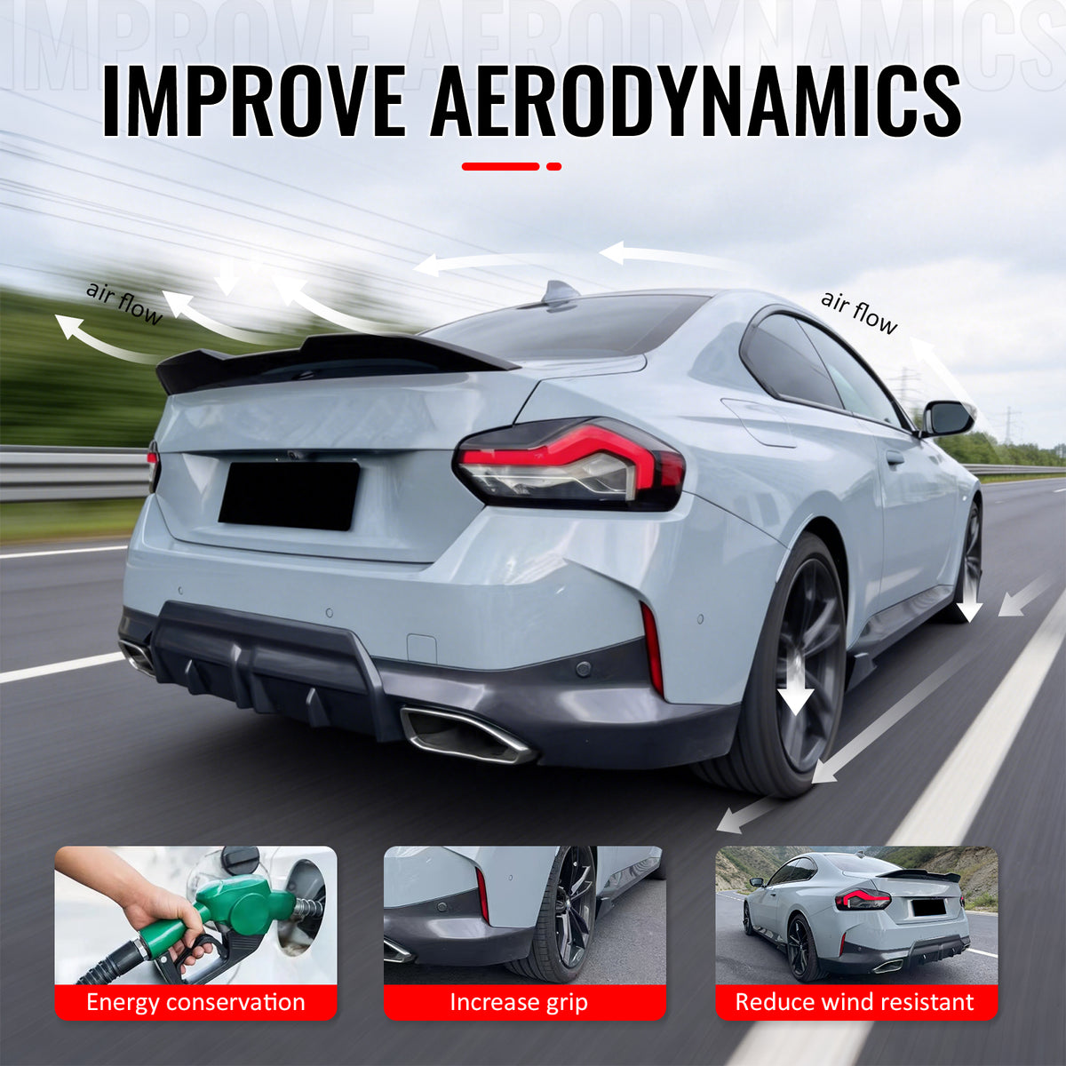 Fits 22-26 BMW 2-Series 230i M240i M2 Performance Trunk Spoiler Gloss Black ABS