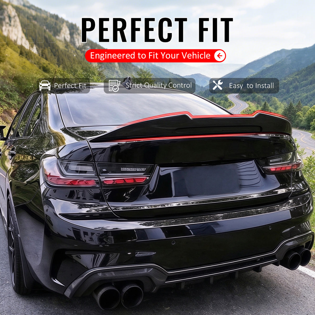 For 2019-2027 BMW G20 3-Series M3 G80 Trunk Spoiler PSM Style Unpainted