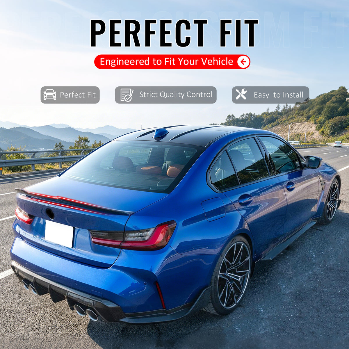 For 2019-2027 BMW G20 3-Series M3 G80 Trunk Spoiler PSM Carbon Fiber Print