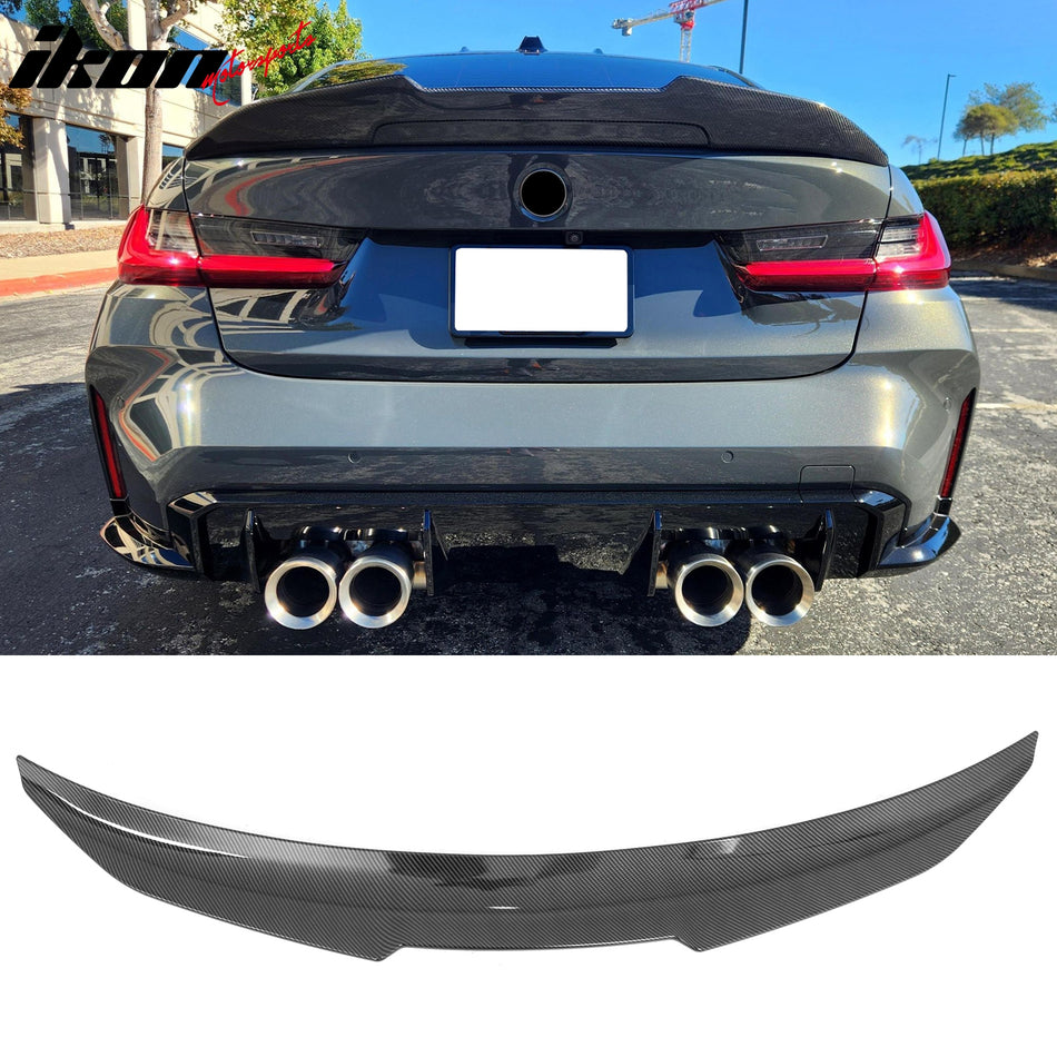 2019-2027 BMW G20 3-Series M3 G80 PSM Style Carbon Fiber Print Trunk Spoiler ABS