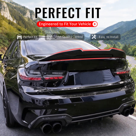 For 2019-2027 BMW G20 3-Series M3 G80 Trunk Spoiler PSM Style Gloss Black