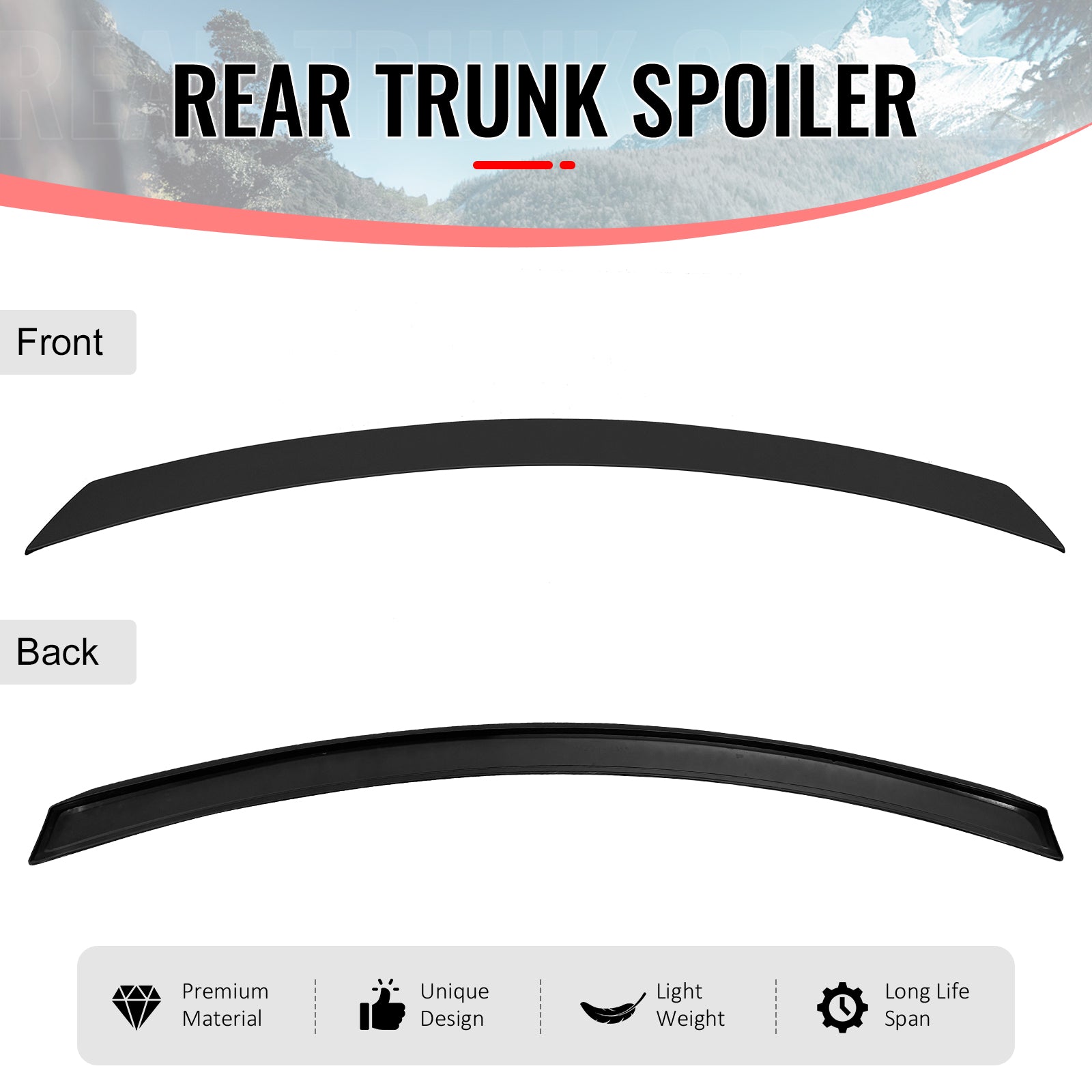 Fits 07-13 Benz W221 S-Class AMG Style Rear Trunk Spoiler Wing Lip Matte Black