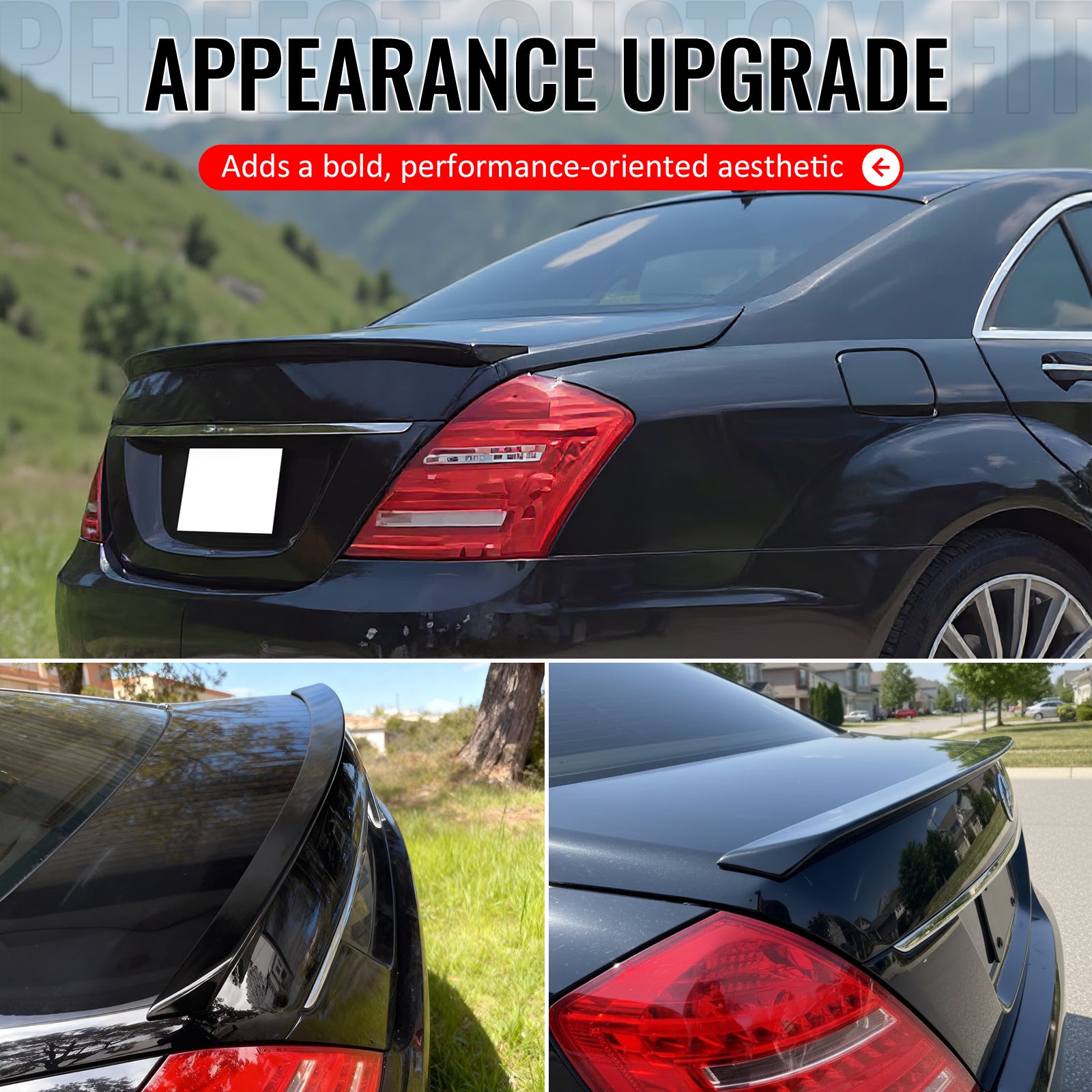 Fits 07-13 Benz W221 S-Class AMG Style Rear Trunk Spoiler Wing Lip Gloss Black
