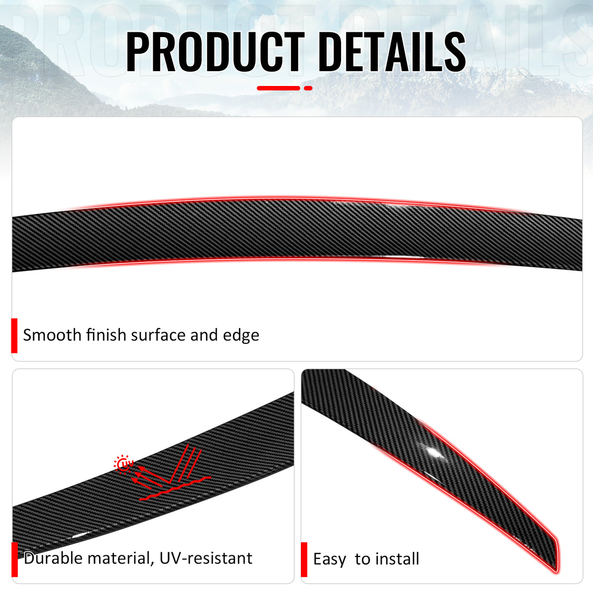 Fits 14-20 Benz W222 S-Class Sedan AMG Style Trunk Spoiler Carbon Fiber Print