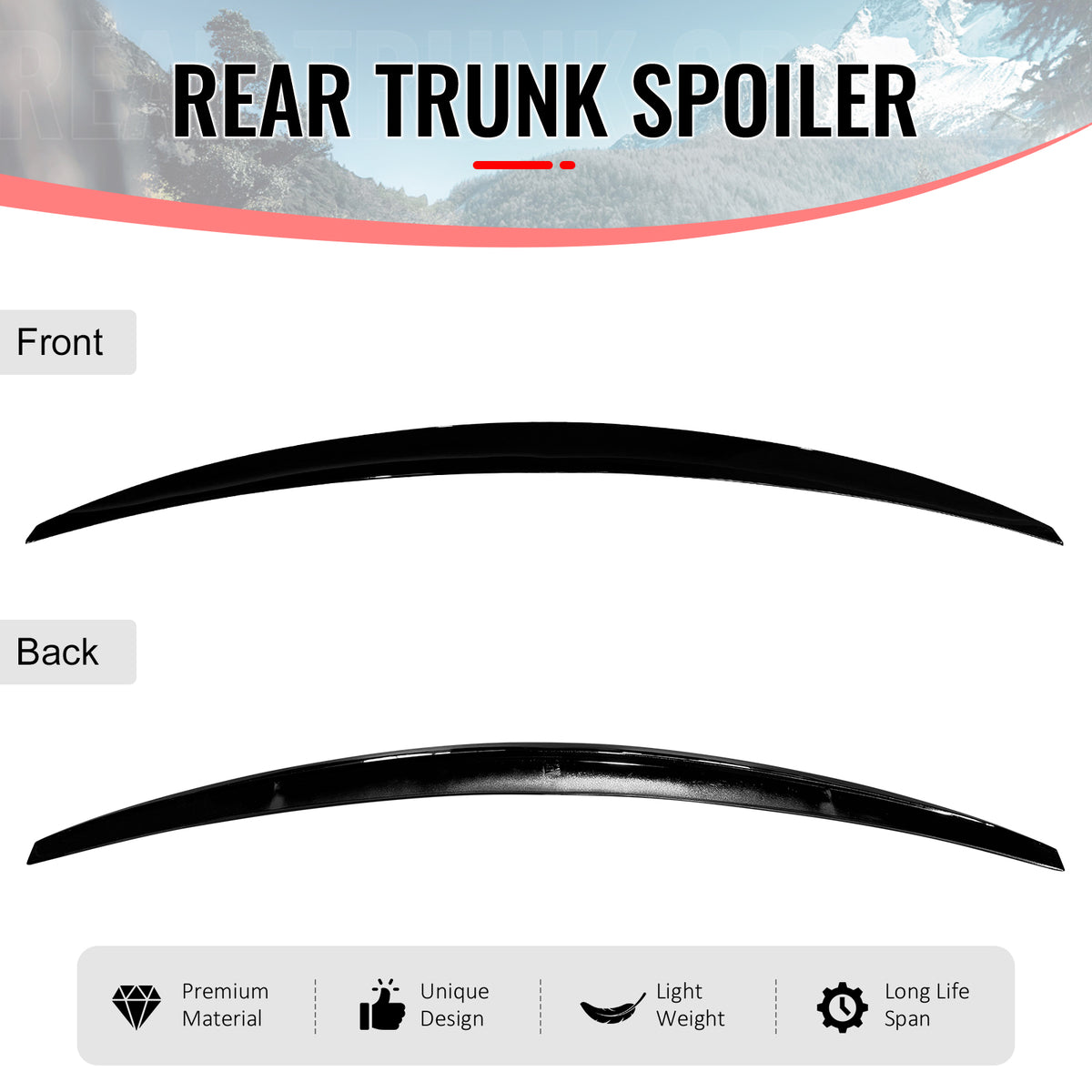 Fits 14-20 Benz W222 S-Class Sedan AMG Style Rear Trunk Spoiler Wing Gloss Black