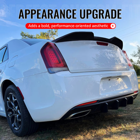 Fits 11-23 Chrysler 300 Sedan Trunk Spoiler Matte Black M Style Rear Wing ABS