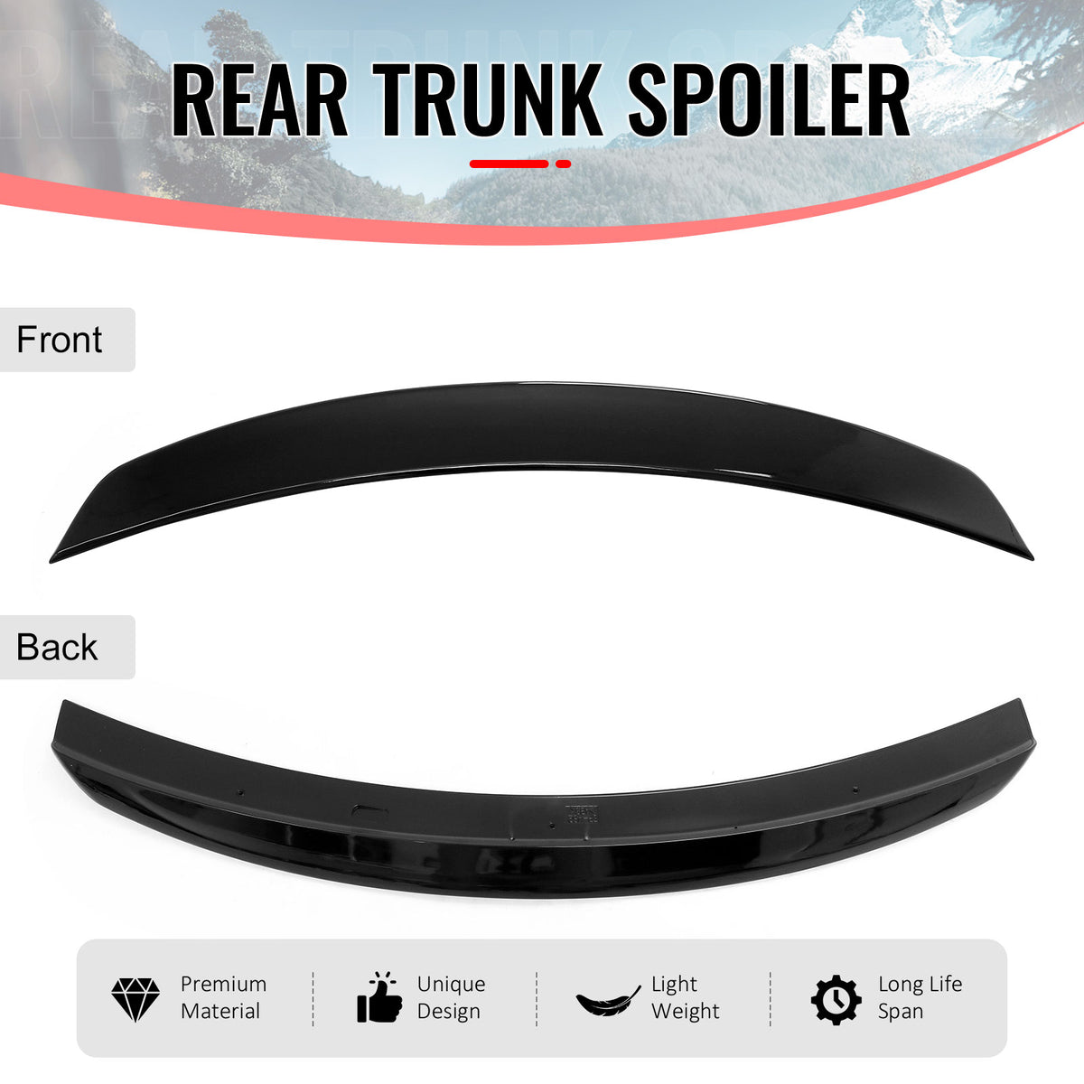 Fits 11-23 Chrysler 300 SRT Style Rear Trunk Spoiler Wing Lip Gloss Black ABS