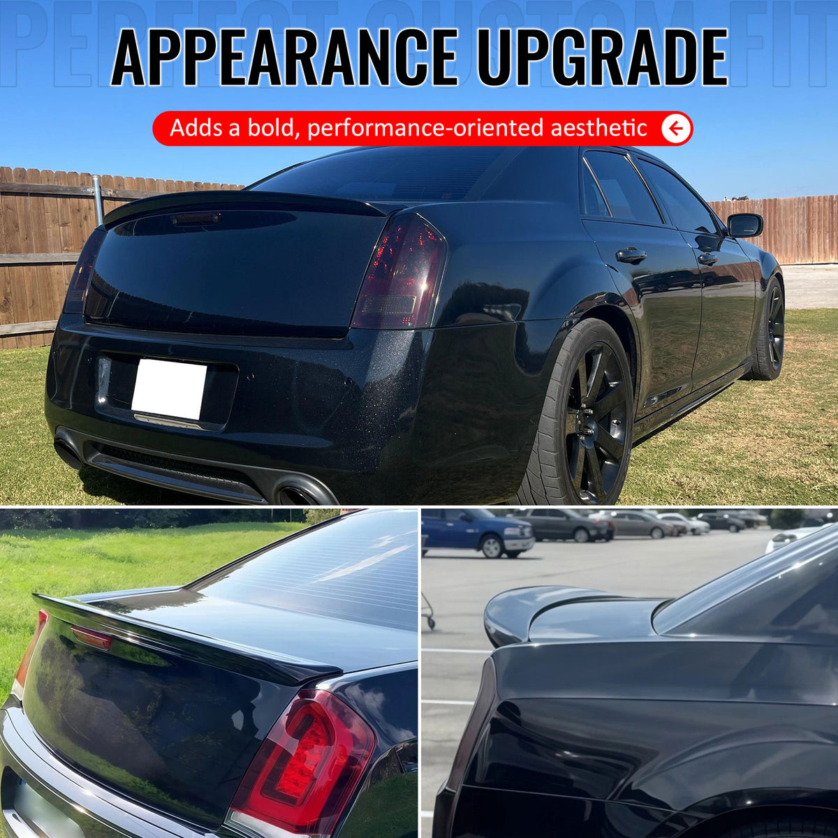 Fits 11-23 Chrysler 300 SRT Style Rear Trunk Spoiler Wing Lip Gloss Black ABS