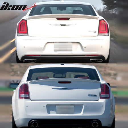 Trunk Spoiler Compatible With 2011-2023 Chrysler 300, Matte Black ABS Added On Rear Lip Wing by IKON MOTORSPORTS, 2016 2017