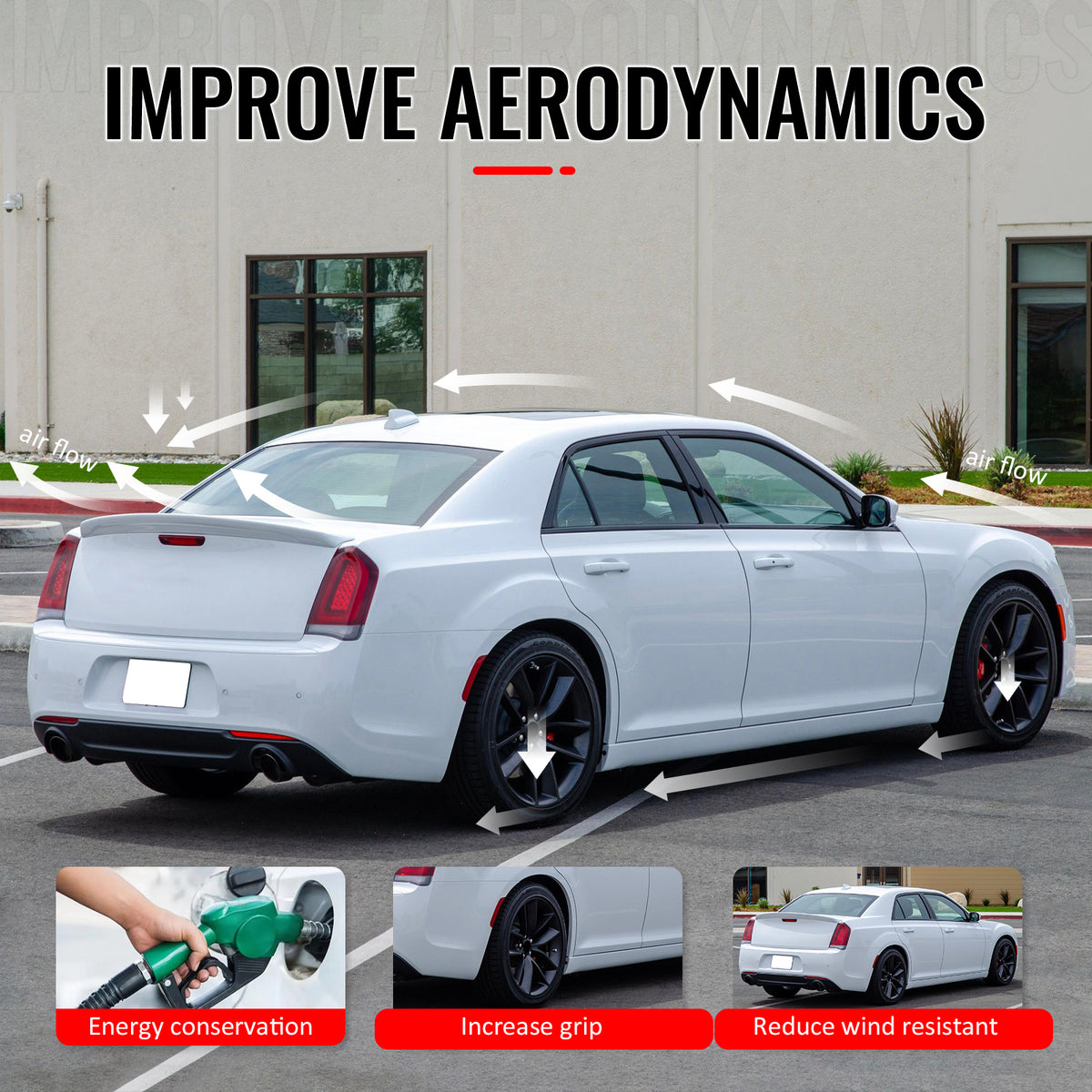 Fits 11-23 Chrysler 300/300C Rear Trunk Boot Spoiler Wing Lip ABS Gloss Black