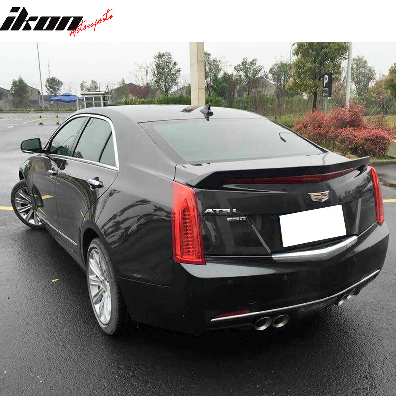 IKON MOTORSPORTS, Trunk Spoiler Compatible With 2016-2019 Cadillac ATS-V, V Style Painted Color ABS Plastic Rear Tail Deck Wing, 2017 2018