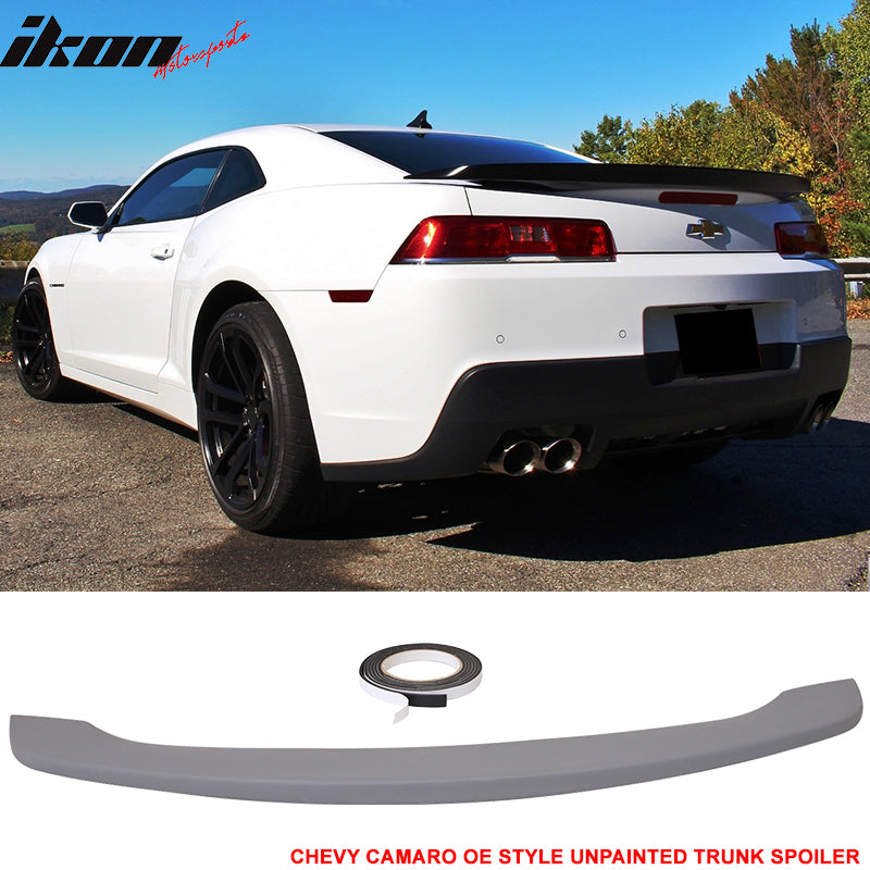 Compatible With 2014 2015 Chevy Camaro Factory Style Low Blade Trunk Spoiler Wing ABS Ikon Motorsports