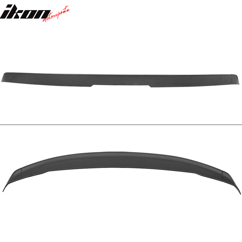 IKON MOTORSPORTS, Trunk Spoiler Compatible with 2016-2024 Chevrolet Camaro, OE Factory Style Unpainted Black ABS Plastic Rear Trunk Lid Spoiler Wing Lip 3PCS