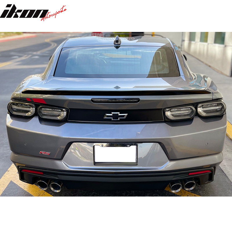 IKON MOTORSPORTS, Trunk Spoiler Compatible With 2016-2023 Chevrolet Camaro, Rear Trunk Duck Lid Spoiler Wing Lip RS Style ABS