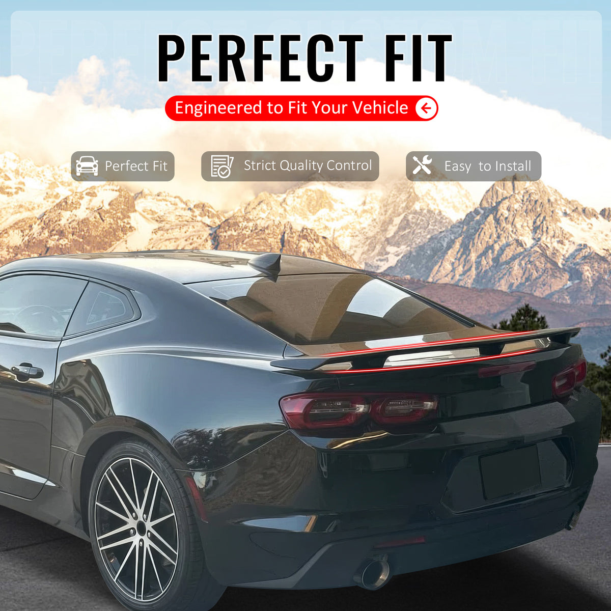 IKON MOTORSPORTS, Trunk Spoiler Compatible with 2016-2024 Chevrolet Camaro, ZL1 Style Gloss Black ABS Plastic High Kick Duckbill Rear Trunk Lid Spoiler Wing Lip 1PC