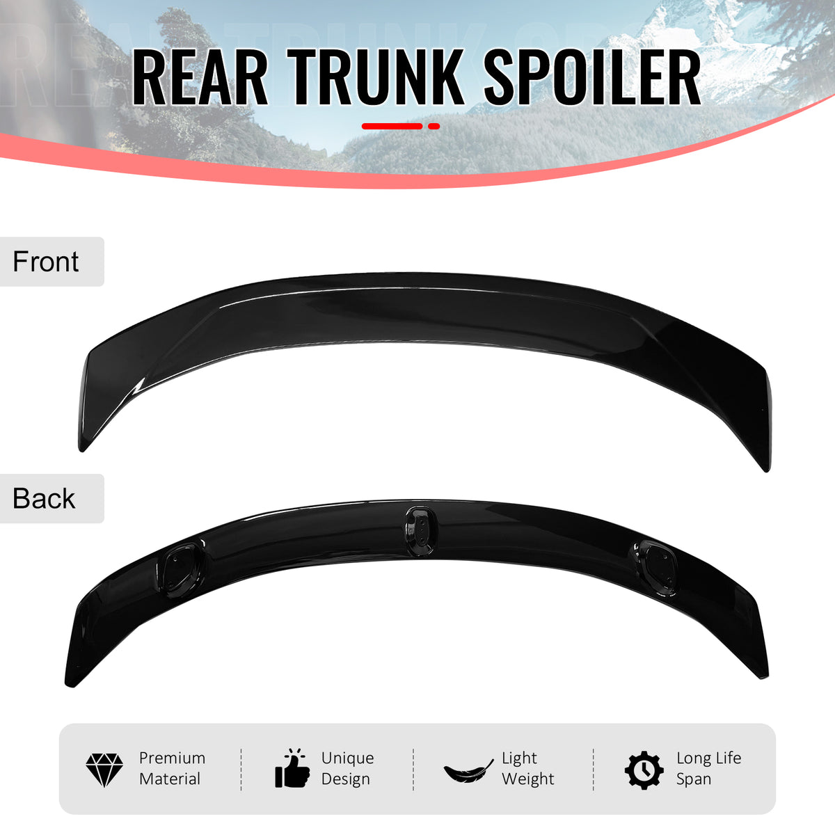 Fits 16-24 Chevrolet Camaro 2DR ZL1 Style Gloss Black Rear Trunk Spoiler ABS