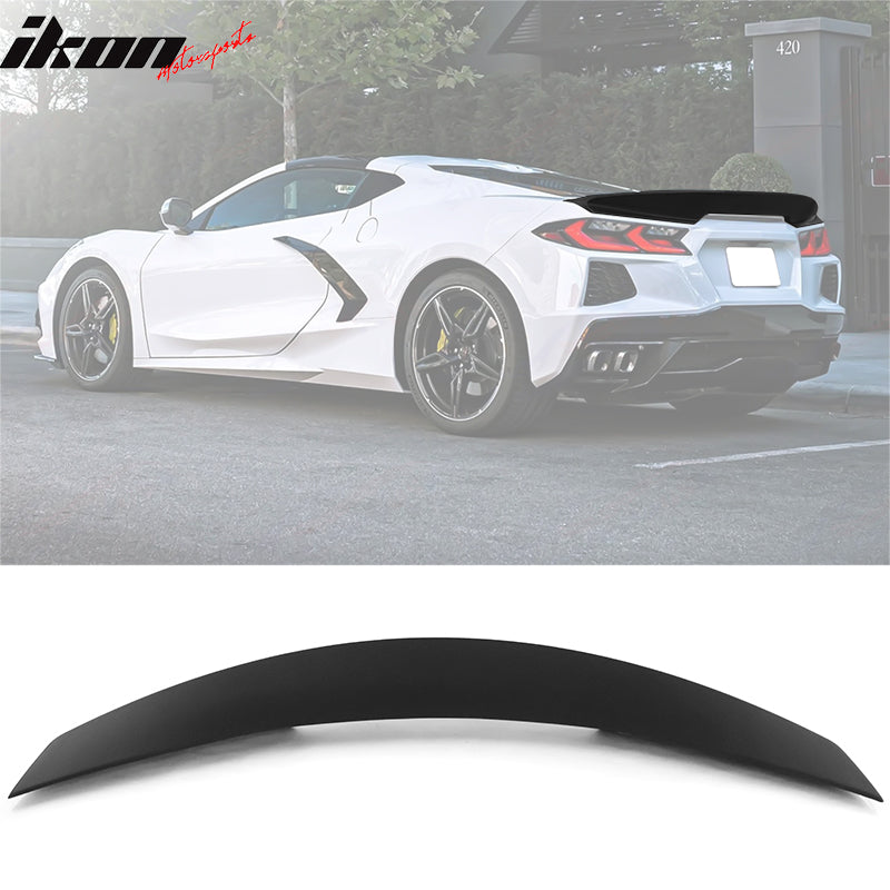 IKON MOTORSPORTS, Trunk Spoiler Compatible With 2020-2023 Chevy Corvette C8 Stingray 2-Door, RSC Style ABS Car Exterior Rear Spoiler Wing Tail Lid, 2021