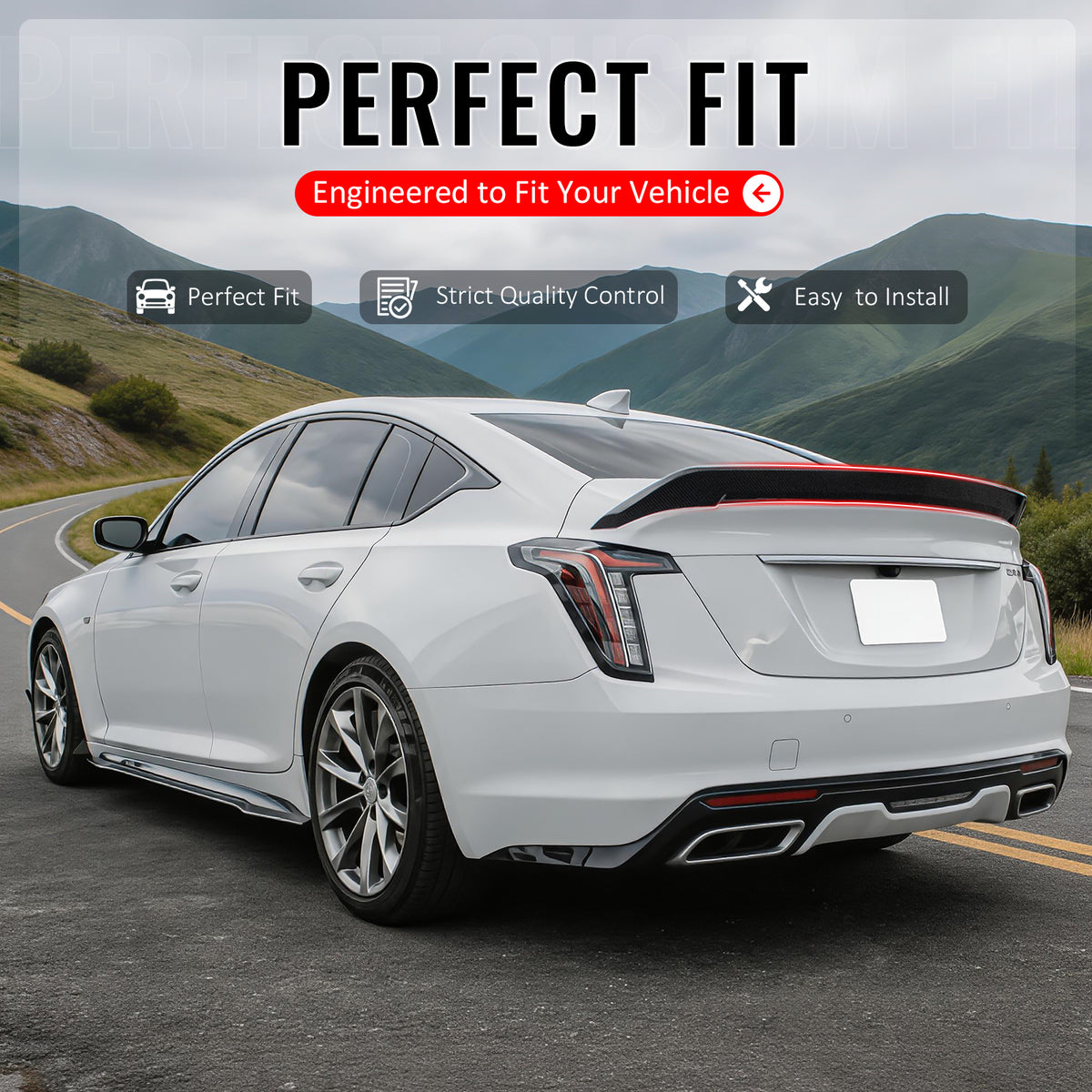 Fit 2020-2026 Cadillac CT5 All Models Trunk Spoiler V Blackwing Style