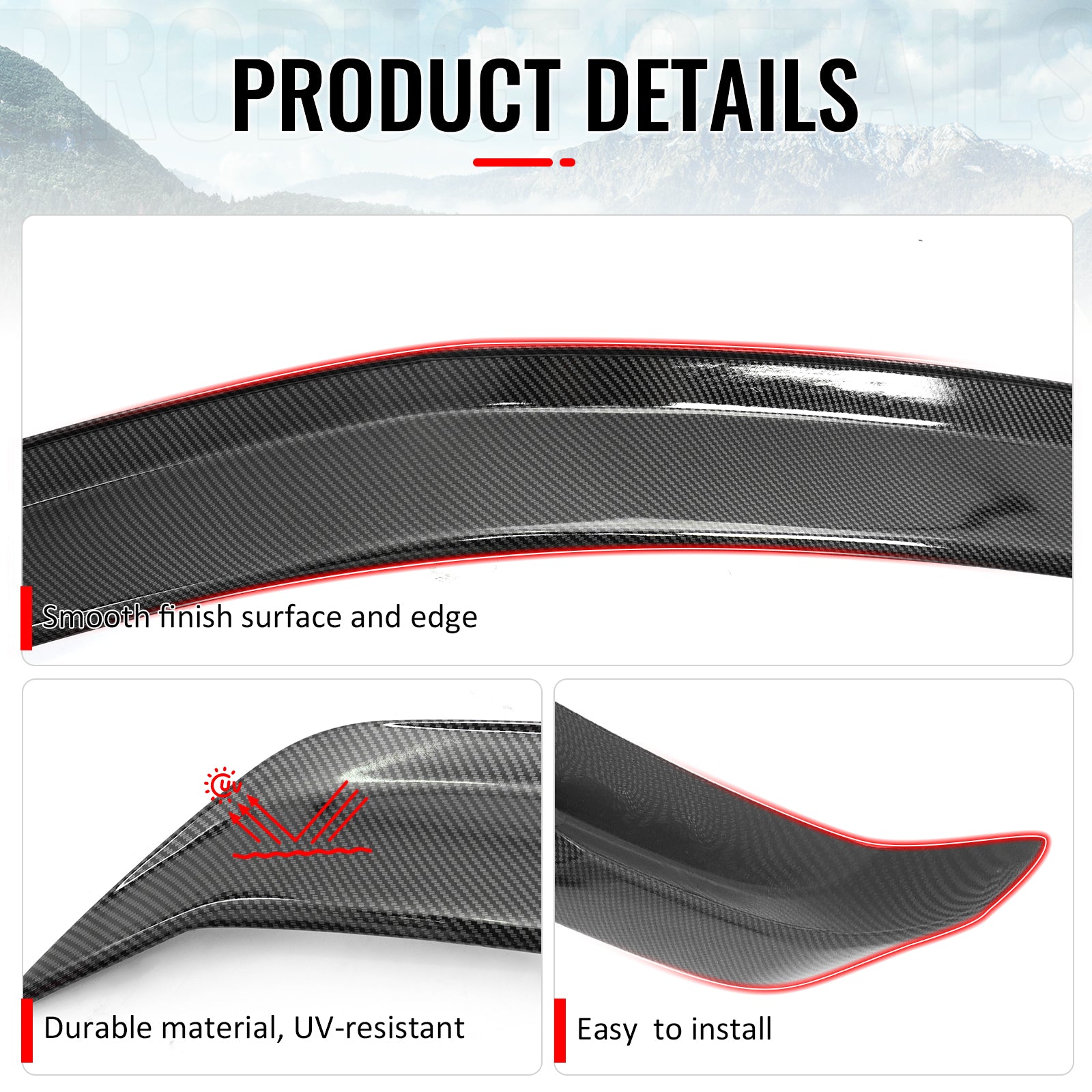 Fits 20-26 Cadillac CT5 V Blackwing Carbon Fiber Print Trunk Spoiler Wing ABS
