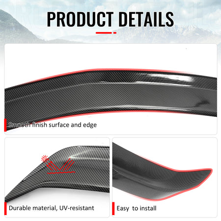Fits 20-26 Cadillac CT5 V Blackwing Carbon Fiber Print Trunk Spoiler Wing ABS